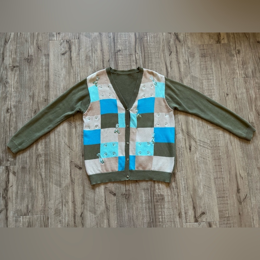 Embroidered golf grandma cardigan granny grannycore grandmacore golfer checkered
